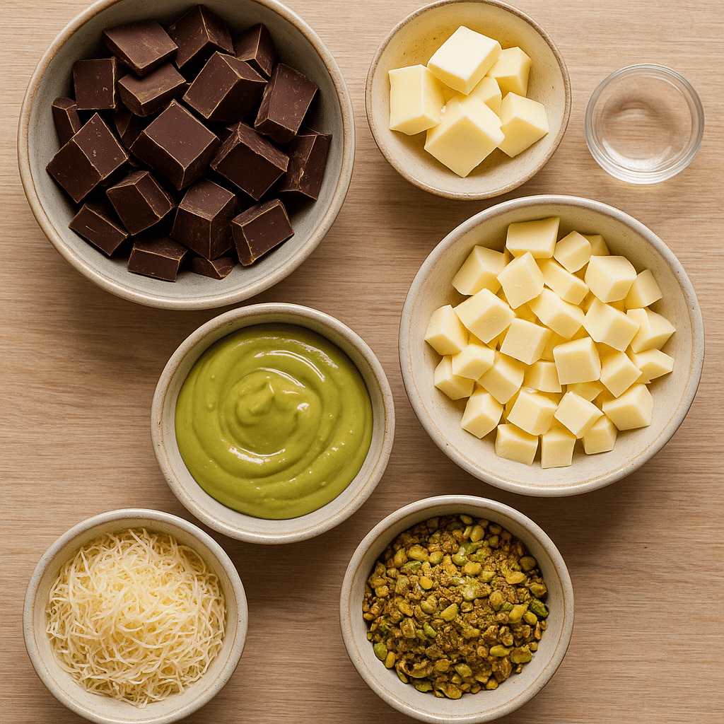 Ingredients for Dubai pistachio chocolate