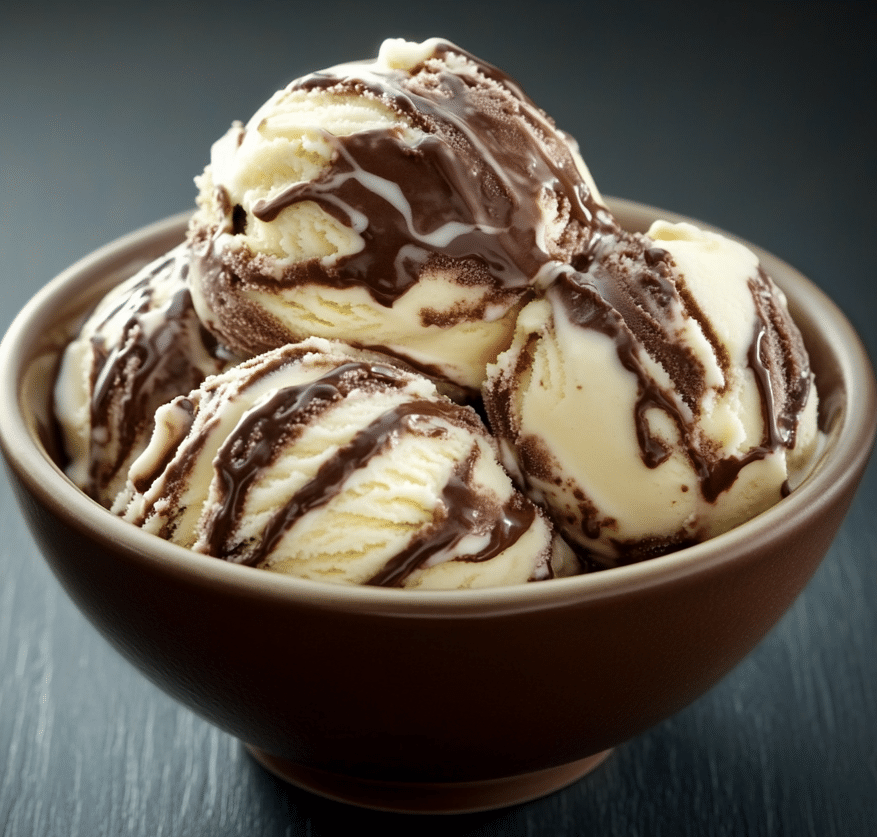 chocolate and vanilla ice cream swirl
