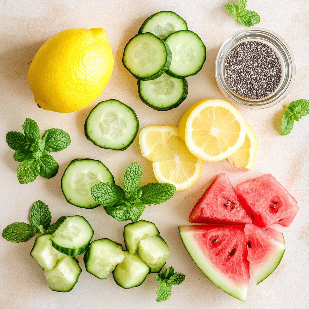 ingredients for how to make detox drink for summer