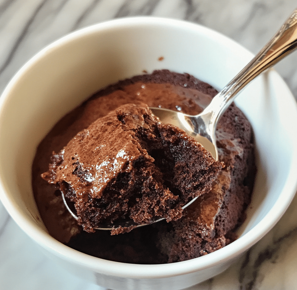 protein mug cake in cozy kitchen