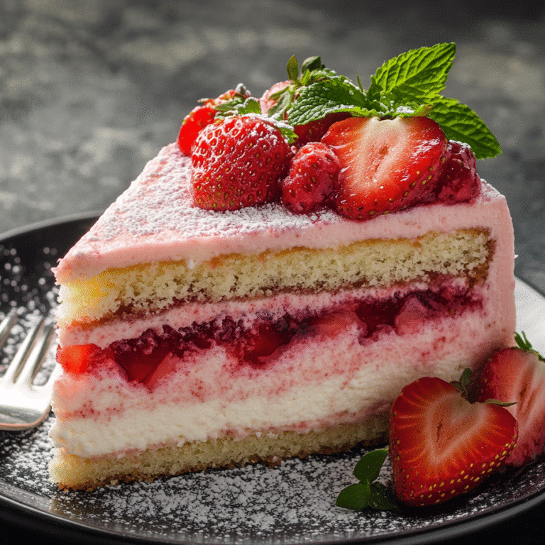 Strawberry cake and cheesecake layered slice