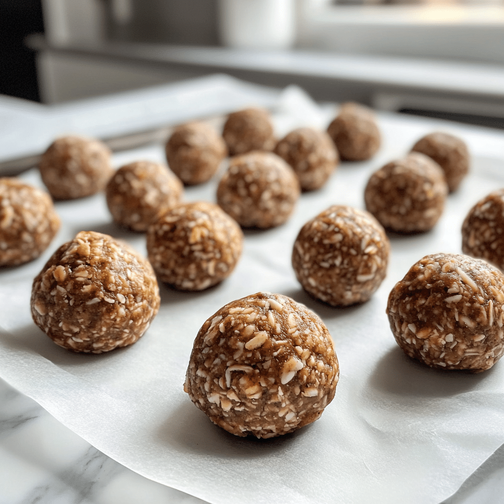 Rolled 4 ingredient protein balls on tray