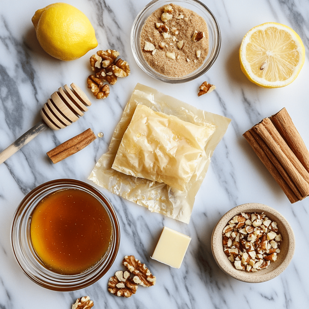 Ingredients for baklava recipe