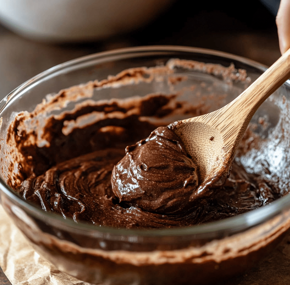 mixing protein brownie batter