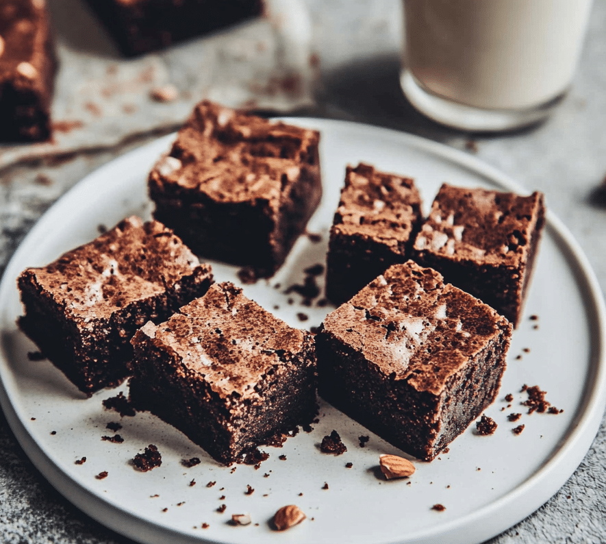 sliced protein brownies with milk