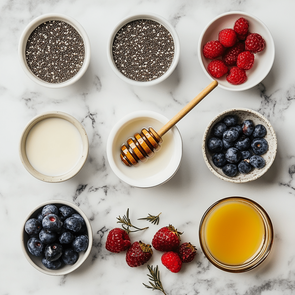 chia pudding ingredients layout