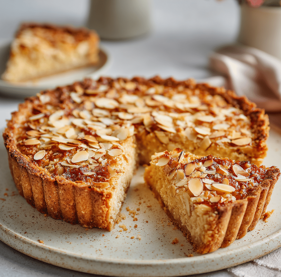 Gluten-free Bakewell tart with almond topping