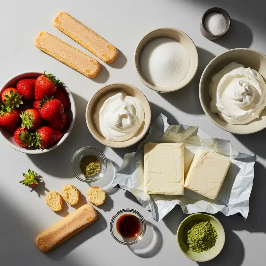 Strawberry Matcha Tiramisu Cups